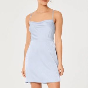 Blue Satin Mini Dress